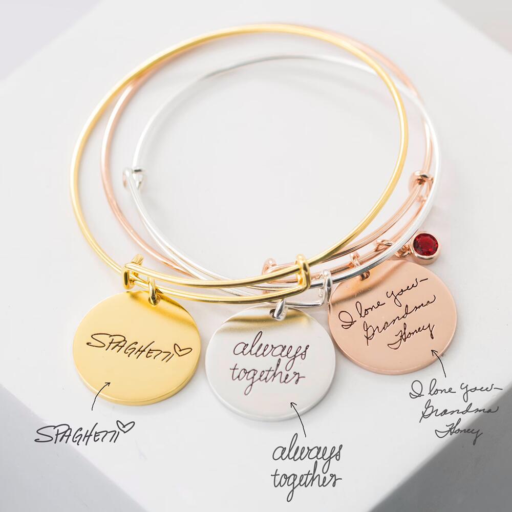 Classic Simple Birthstone Matching Round Card Customizable Name Design Versatile Bracelet