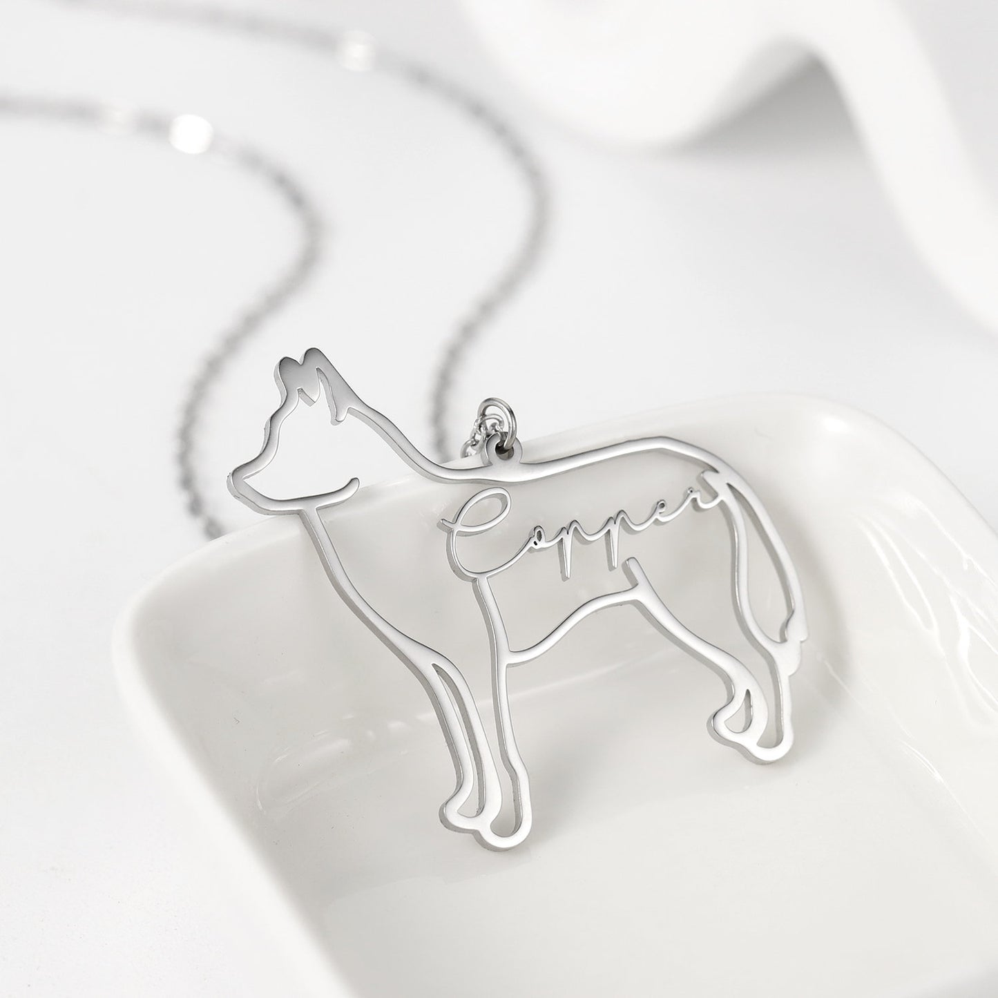 Custom Dog Name Necklace_S925 Silver