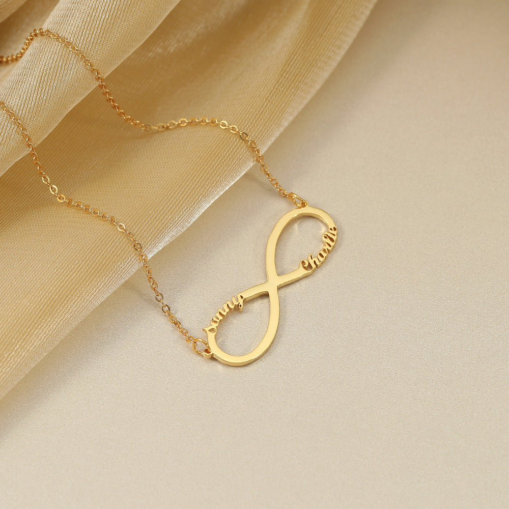 Exquisite Fashion Infinity Loop Design Customizable Name Versatile Necklace