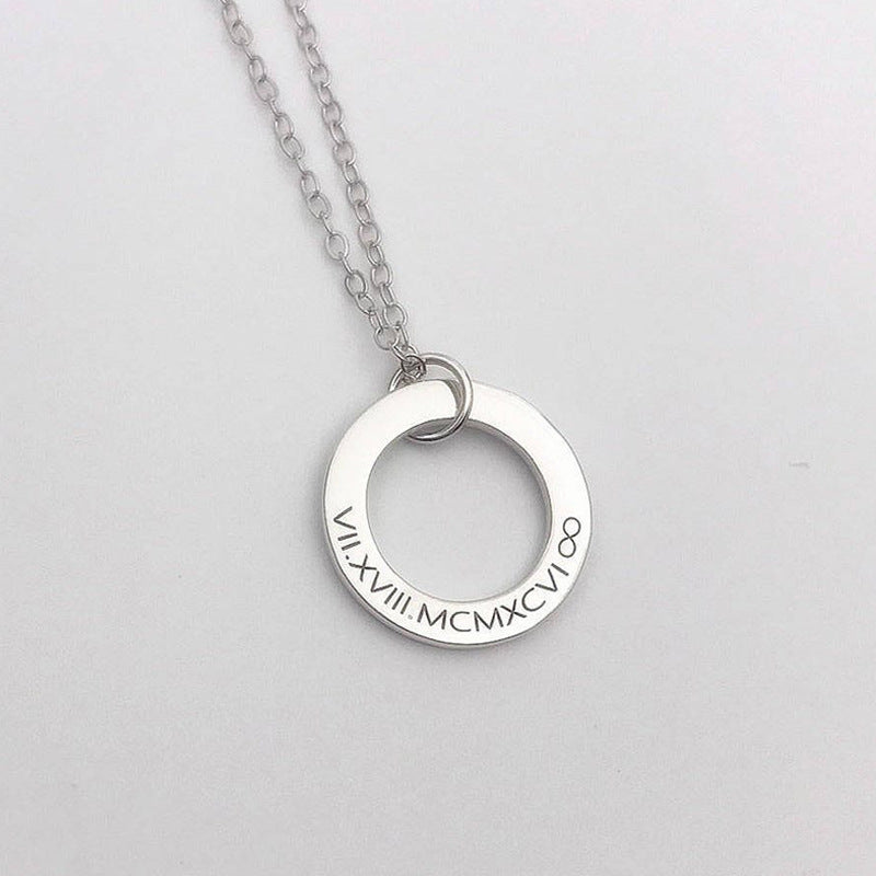 Trendy Simple Hollow Ring Design Customizable Name Necklace